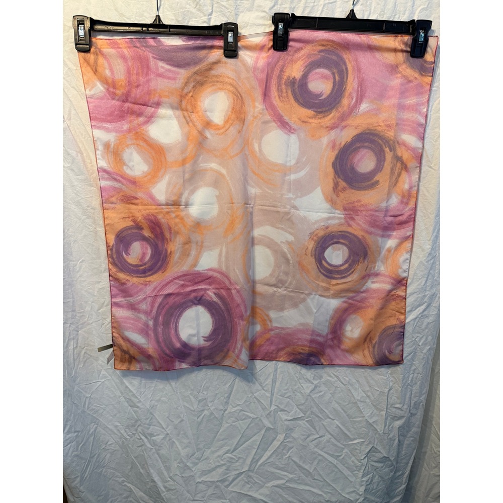 Nordstrom Pink Orange‎ Purple Abstract Swirl Print Square Scarf Made in Italy